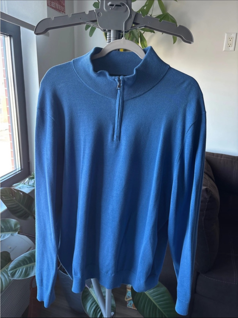Lands' End Men's Royal Blue Quarter-Zip Mock Neck Sweater